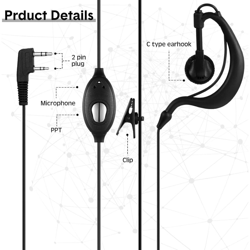 10pcs Walkie Talkie Earpiece w - огляд і ціна Wired Earphone Mic